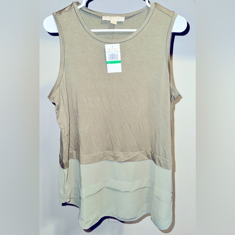 NWT - Michael Kors - Basics Army Green Sleeveless Tank Top - Large